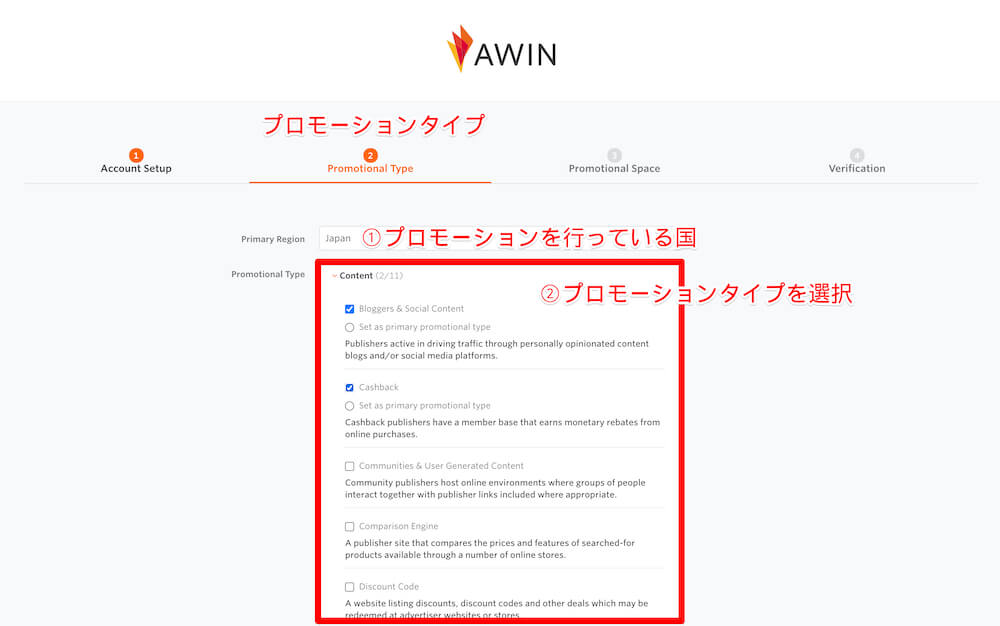 AWINの登録手順